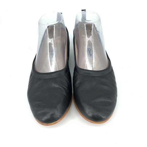 Clarks Women 6 Flats Narrative Black Leather Slip On Loafers Shoes Low Heel - Picture 3 of 12